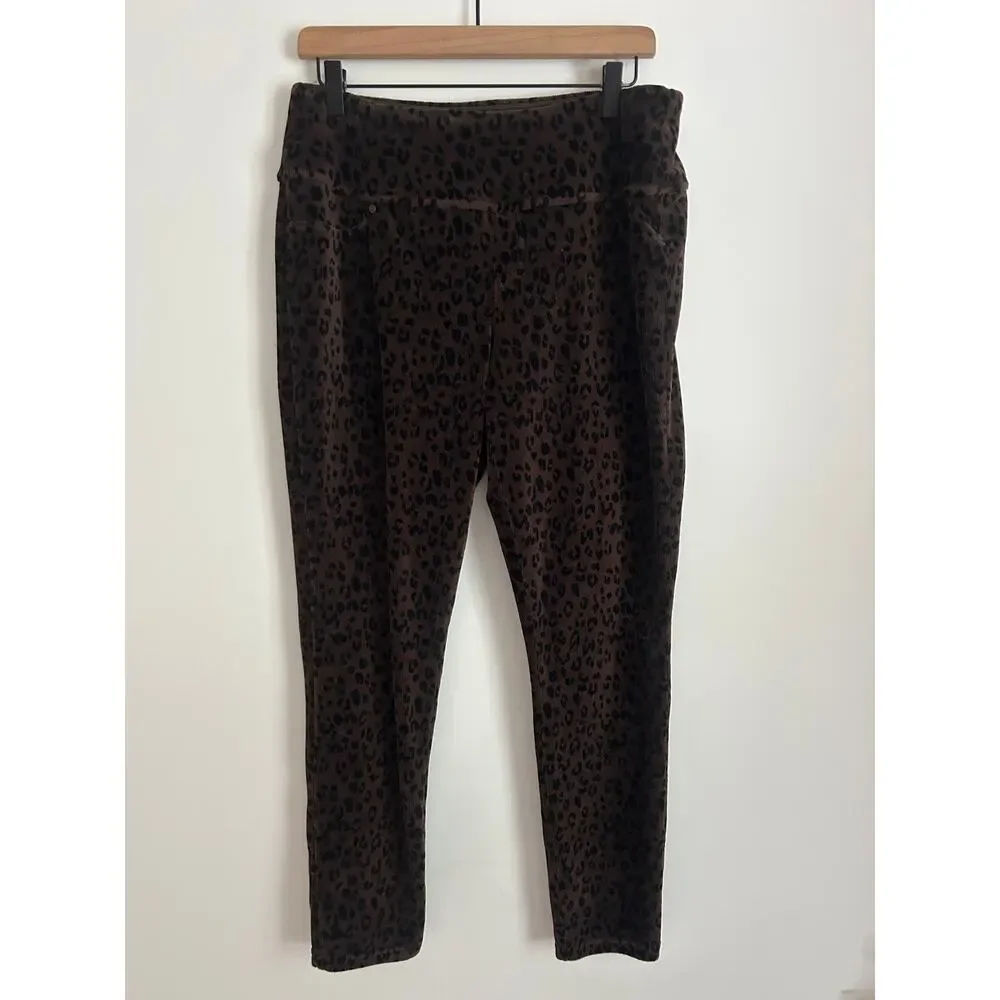 Suavé Knit Corduroy Leggings Large – Leopard Print Tummy Control Pants